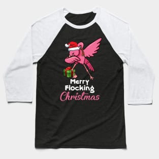 Funny Flamingo Dabbing Merry Flocking Christmas Gift Baseball T-Shirt